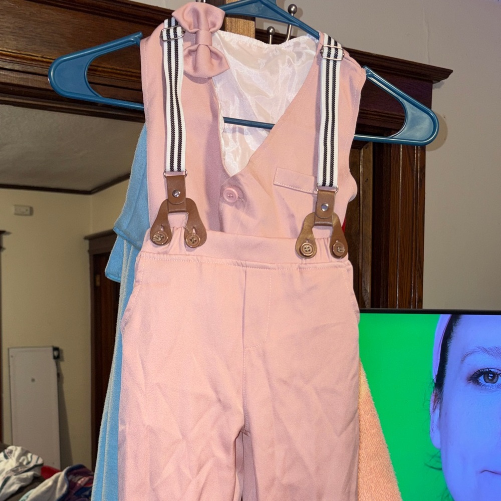 Toddler boy Jumpsuit with Striped Suspenders